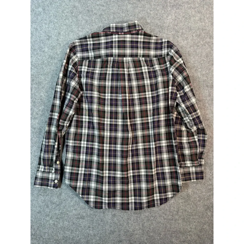 Ralph Lauren Kids Boys L 14-16 Plaid Button Down Shirt Purple Black Long Sleeve